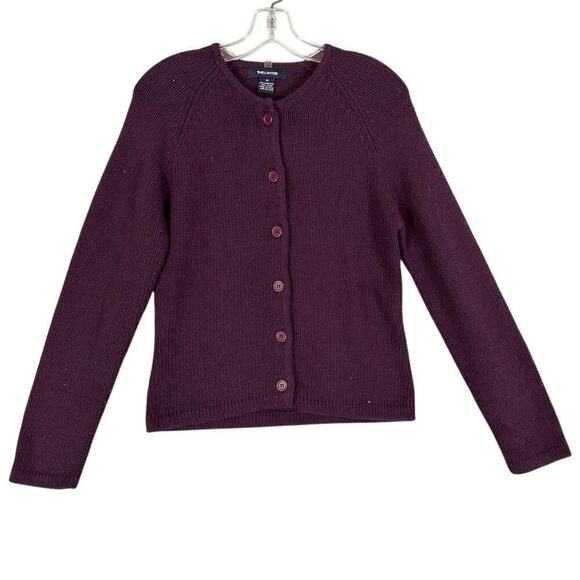 The Limited Lambswool Cardigan Sweater Women's Sz M Purple Preppy Academia - Picture 1 of 13